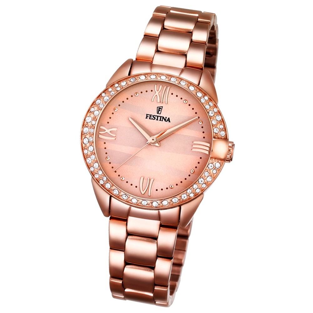 Festina Damen-Armbanduhr Glitzersteine analog Quarz Edelstahl UF16920/2