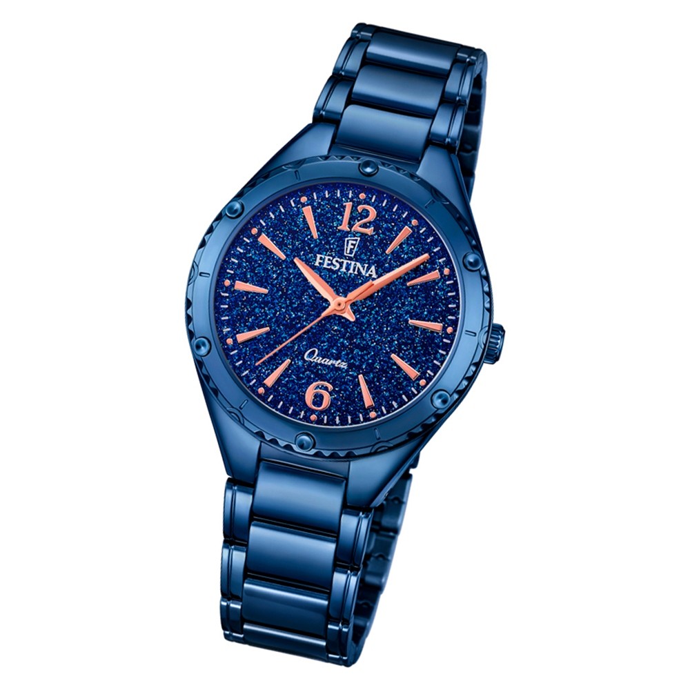 Festina Damen Armbanduhr Ladies Only F16923/4 Quarz Edelstahl blau UF16923/4