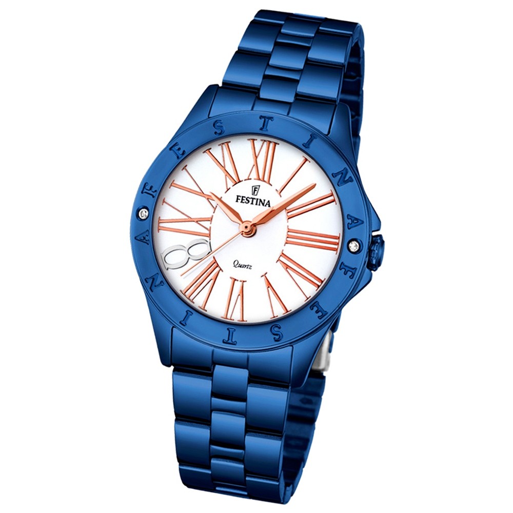 Festina Damen-Armbanduhr Journees dAchats analog Quarz Edelstahl blau UF16927/1
