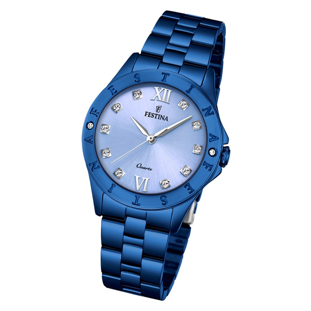 Festina Damen Armbanduhr Boyfriend F16927/A Quarz Edelstahl blau UF16927/A