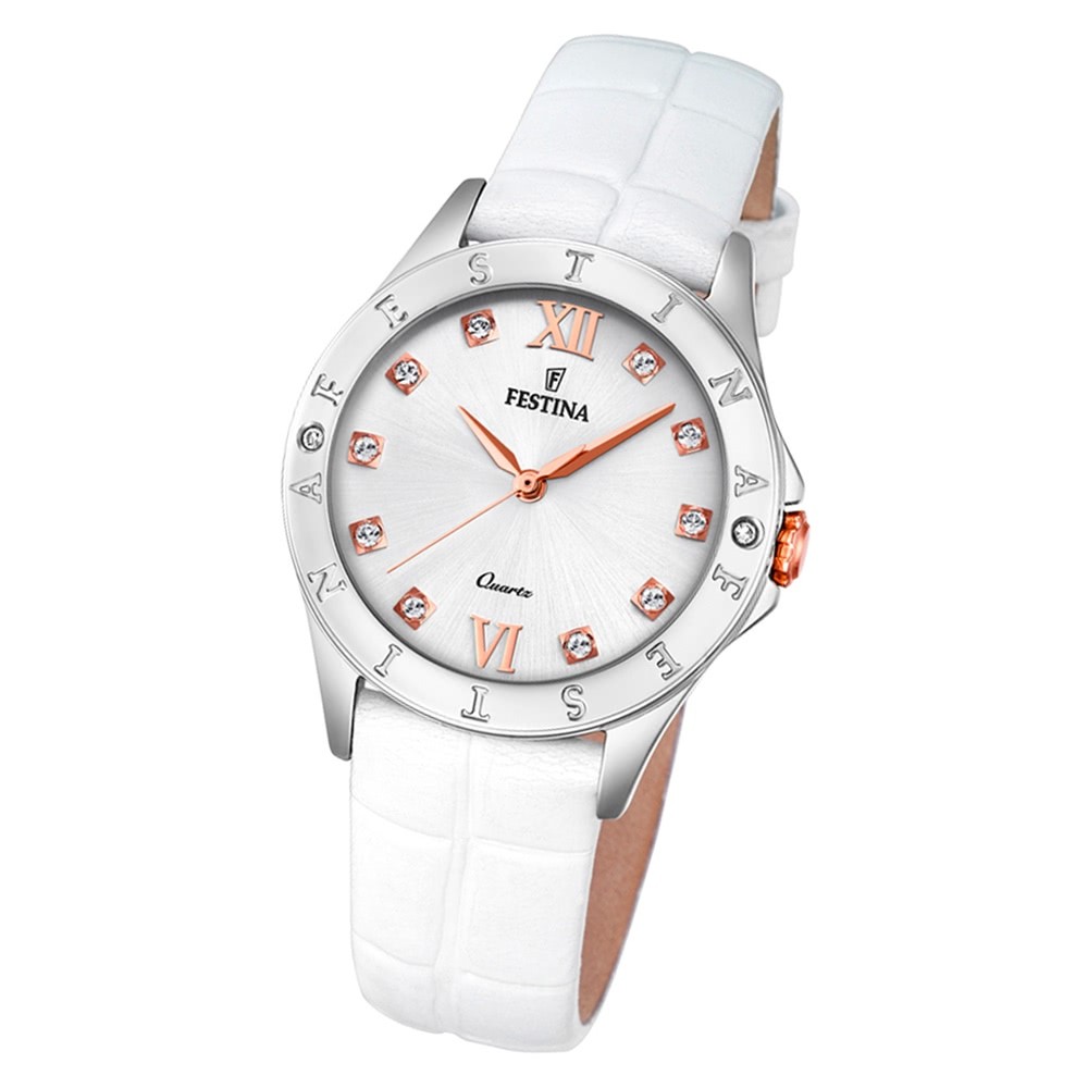 Festina Damen Armbanduhr Boyfriend F16929/A Quarz Leder weiß UF16929/A