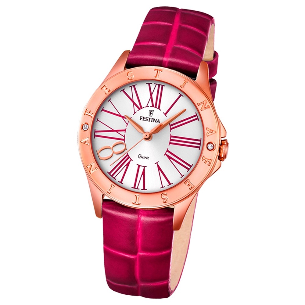 Festina Damen-Armbanduhr Journees dAchats analog Quarz Leder pink UF16930/2