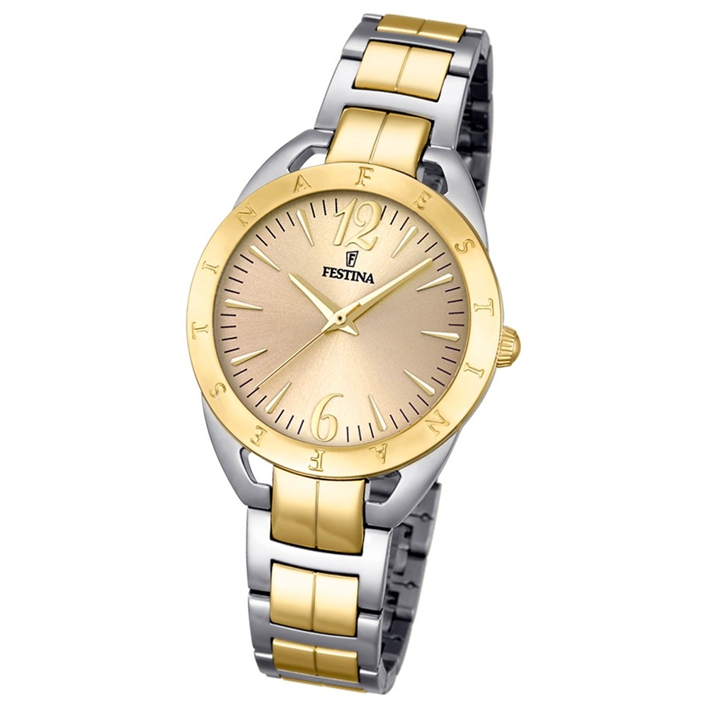Festina Damen-Uhr Mademoiselle analog Quarz Edelstahl silber gold UF16933/1