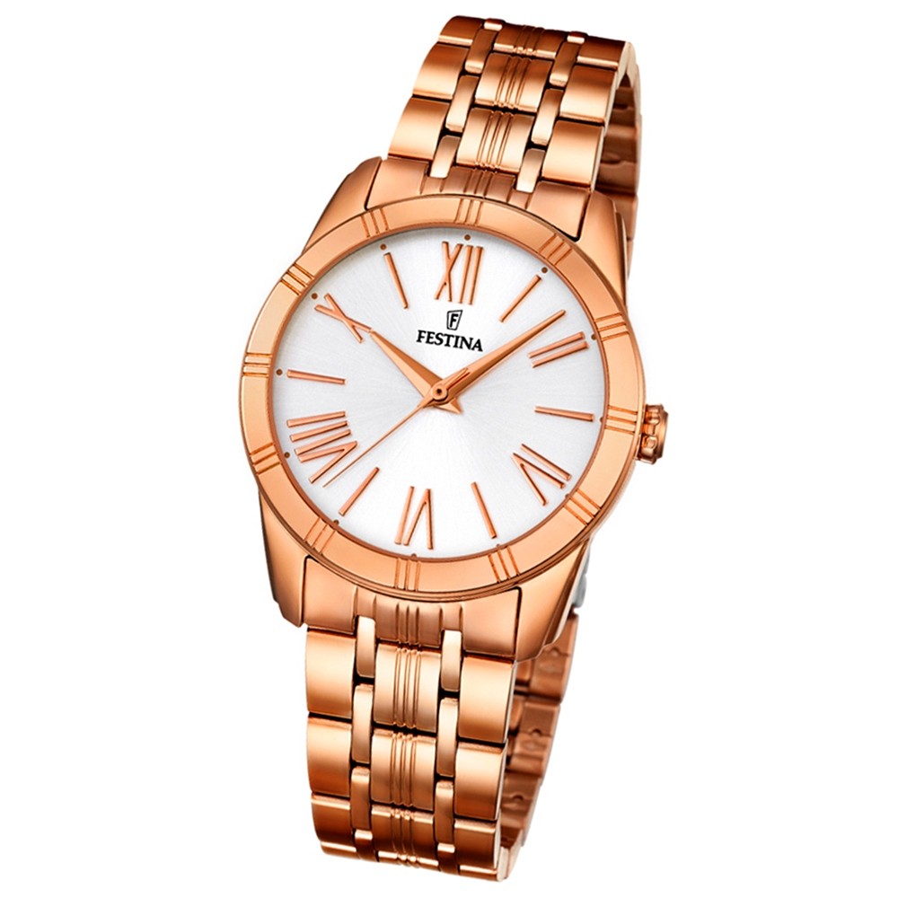 Festina Damen-Armbanduhr Boyfriend analog Quarz Edelstahl rosegold UF16943/1