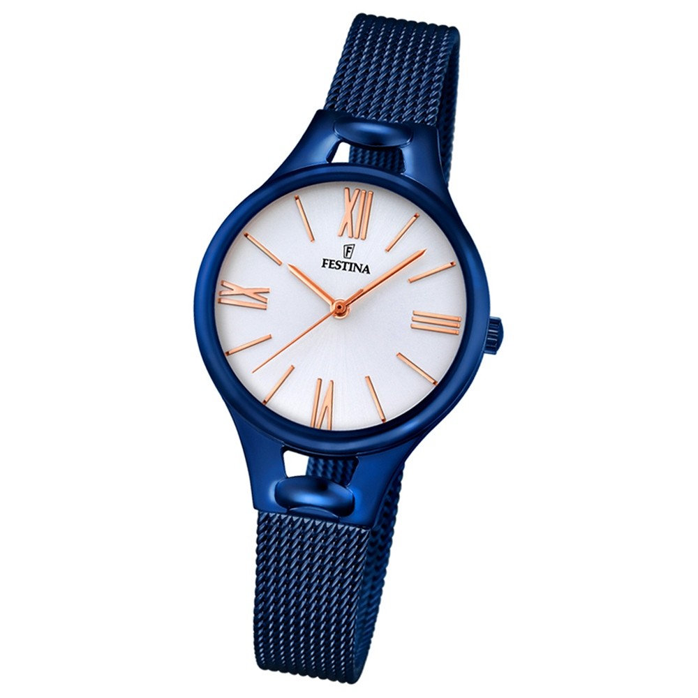 Festina Damen-Armbanduhr Mademoiselle analog Quarz Edelstahl blau UF16953/1