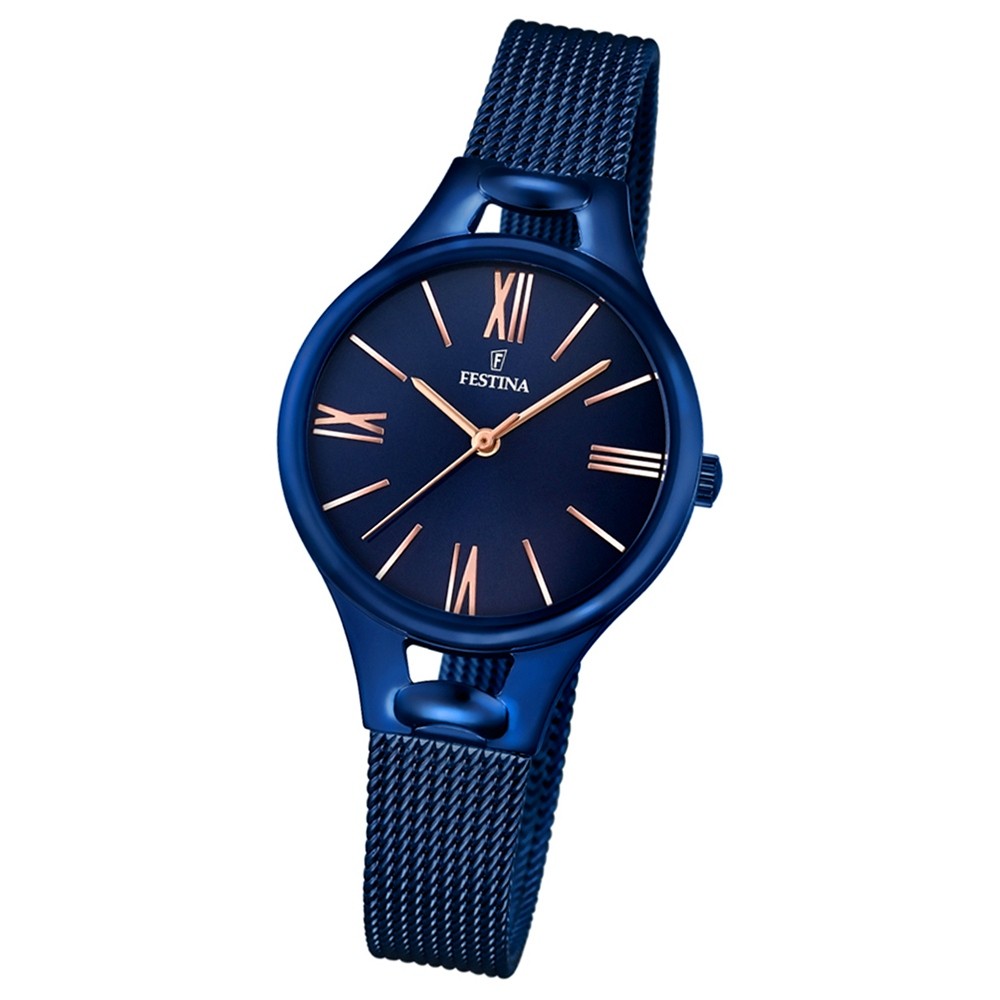 Festina Damen-Armbanduhr Mademoiselle analog Quarz Edelstahl blau UF16953/2