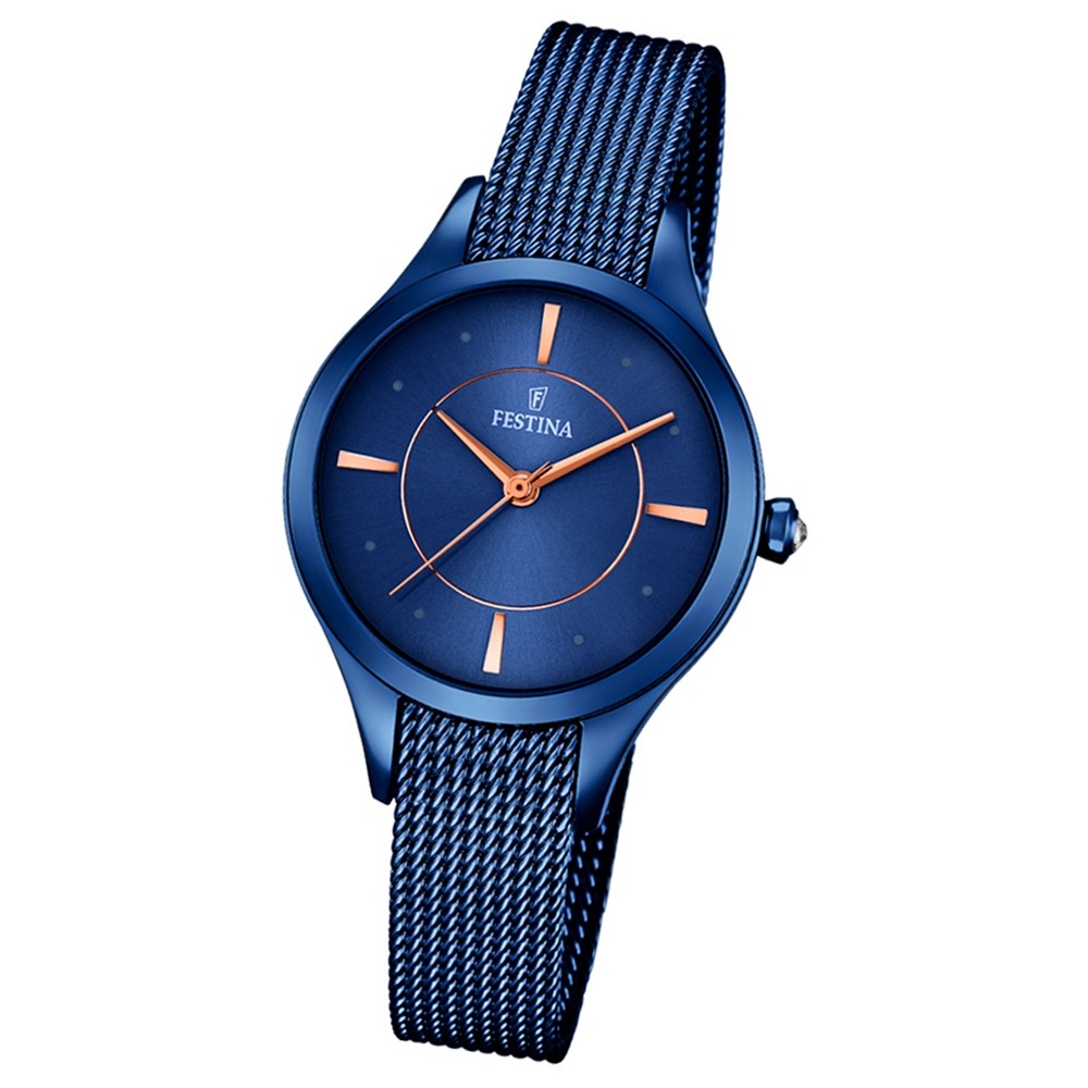 Festina Damen-Armbanduhr Mademoiselle analog Quarz Edelstahl blau UF16961/2