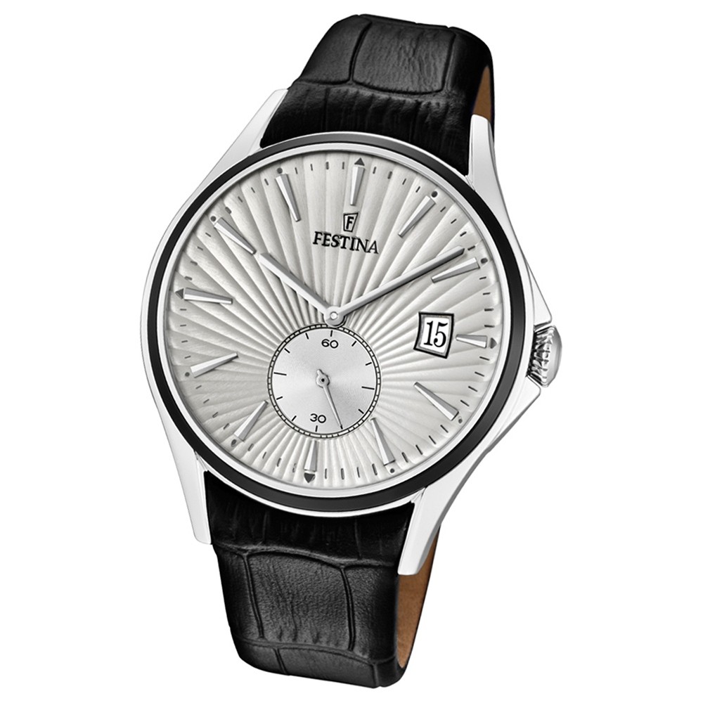 FESTINA Herren-Uhr Lederband klassisch F16980/1 Quarz Leder schwarz UF16980/1