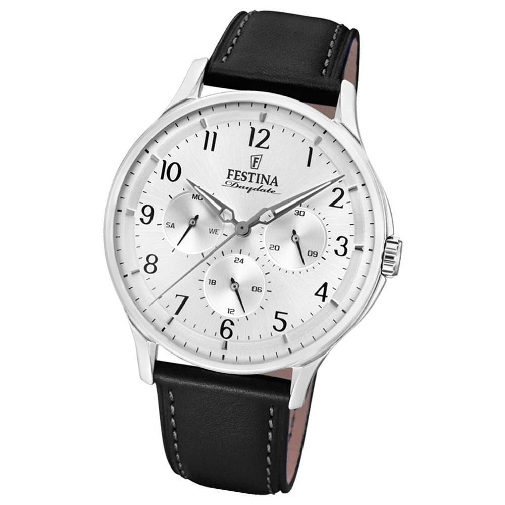 FESTINA Herren-Armbanduhr Multifunktion F16991/1 Quarz Leder schwarz UF16991/1