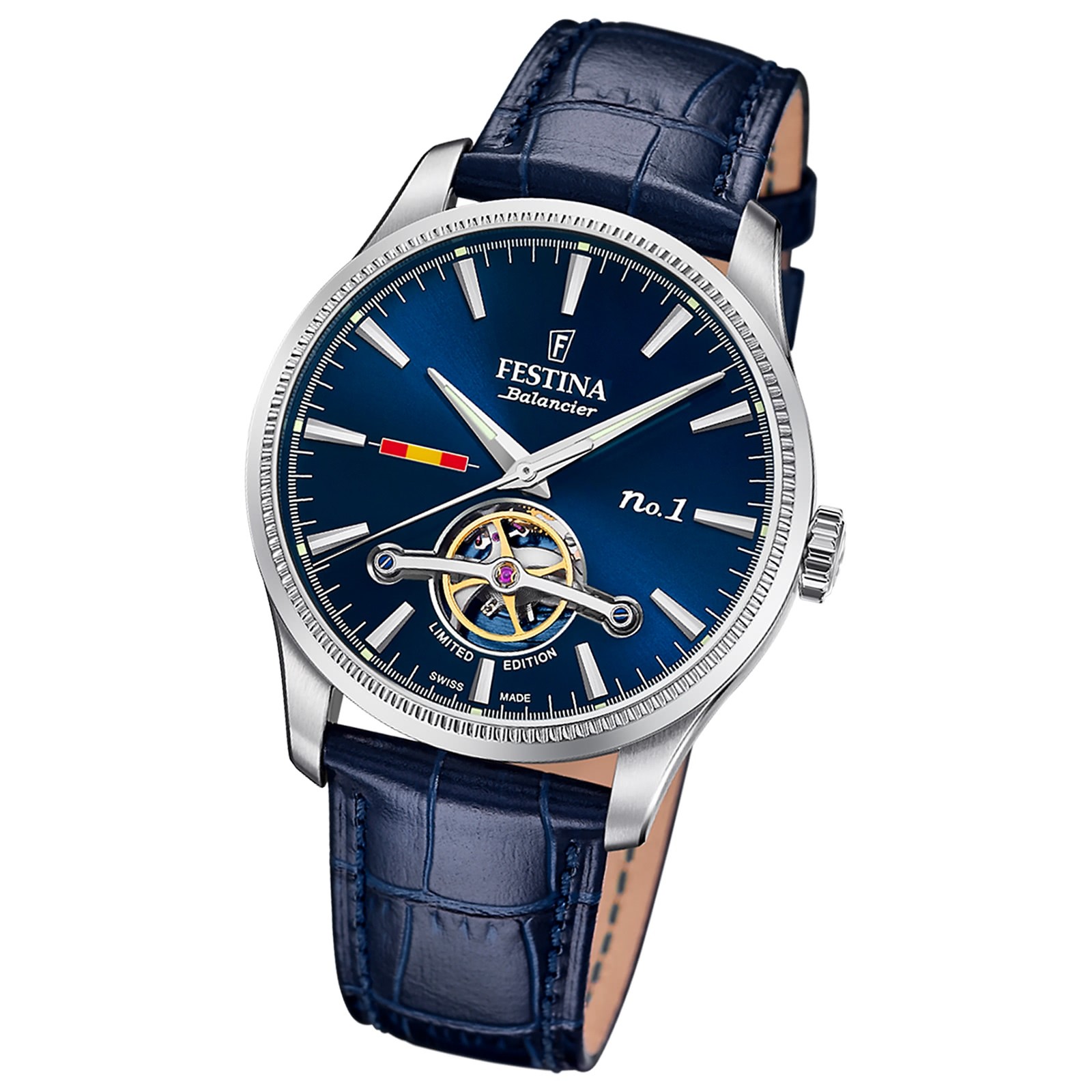 Festina Herrenuhr Swiss Made Armbanduhr Leder Blau UF1902/2