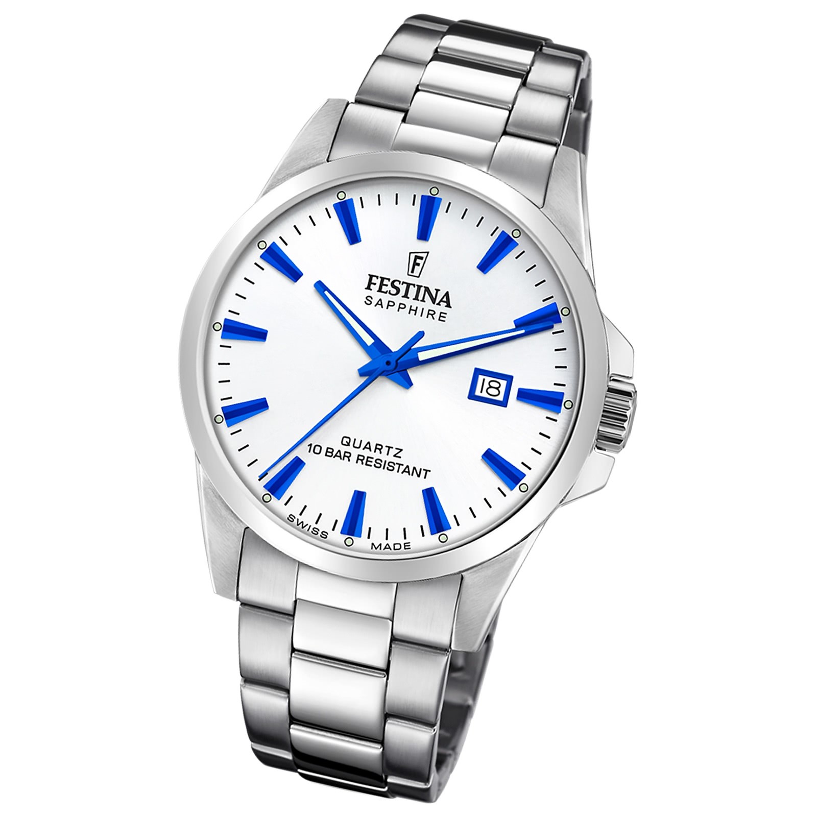 Festina Herrenuhr Swiss Made Armbanduhr Edelstahl silber UF20024/5