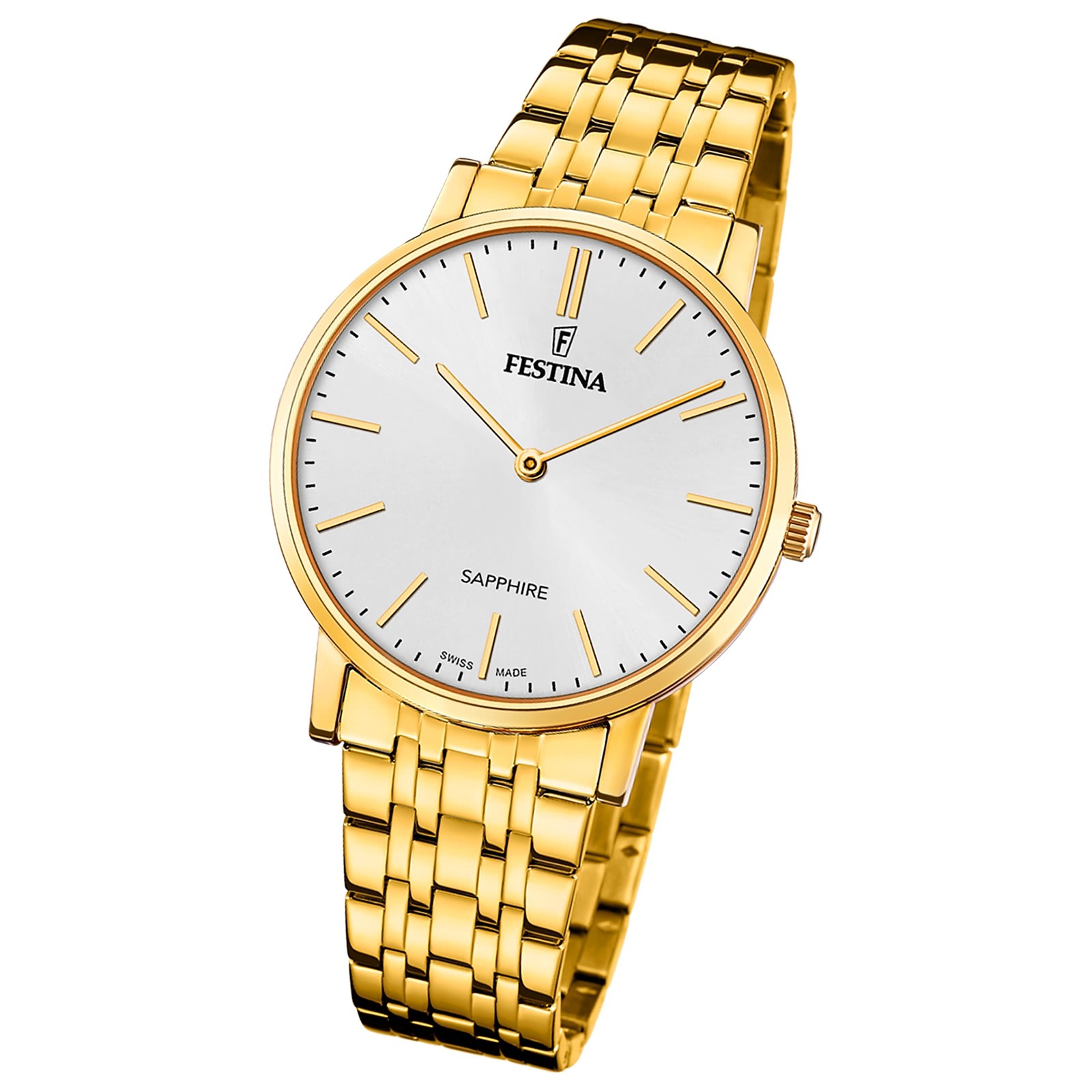 Festina Herrenuhr Swiss Made Armbanduhr Edelstahl gold UF20046/2