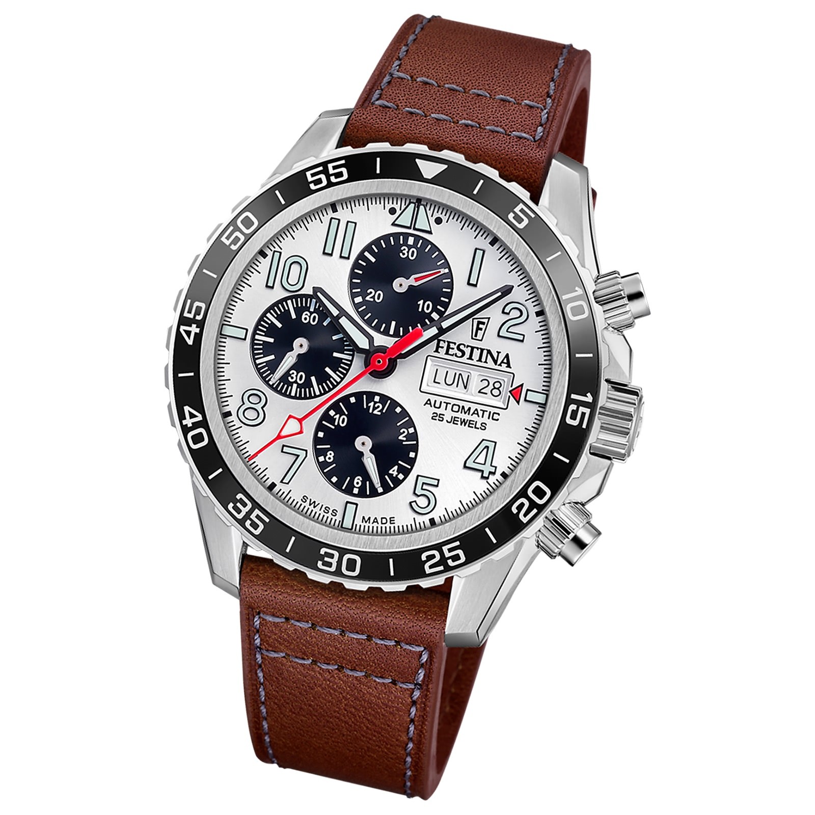 Festina Herrenuhr Swiss Made Armbanduhr Leder braun UF20056/1