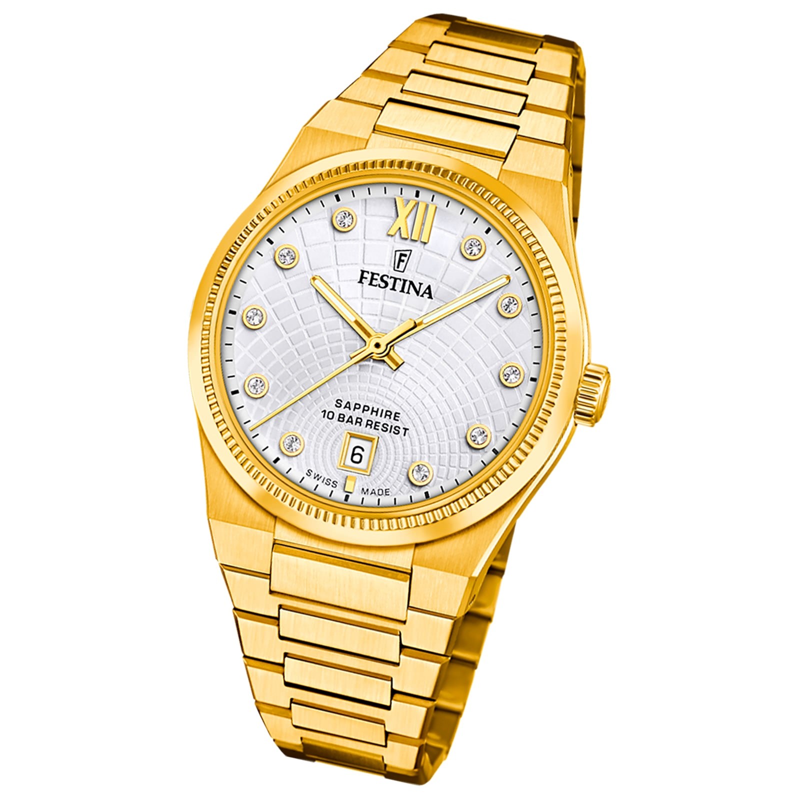Festina Damenuhr Swiss Made Armbanduhr Edelstahl gold UF20058/1