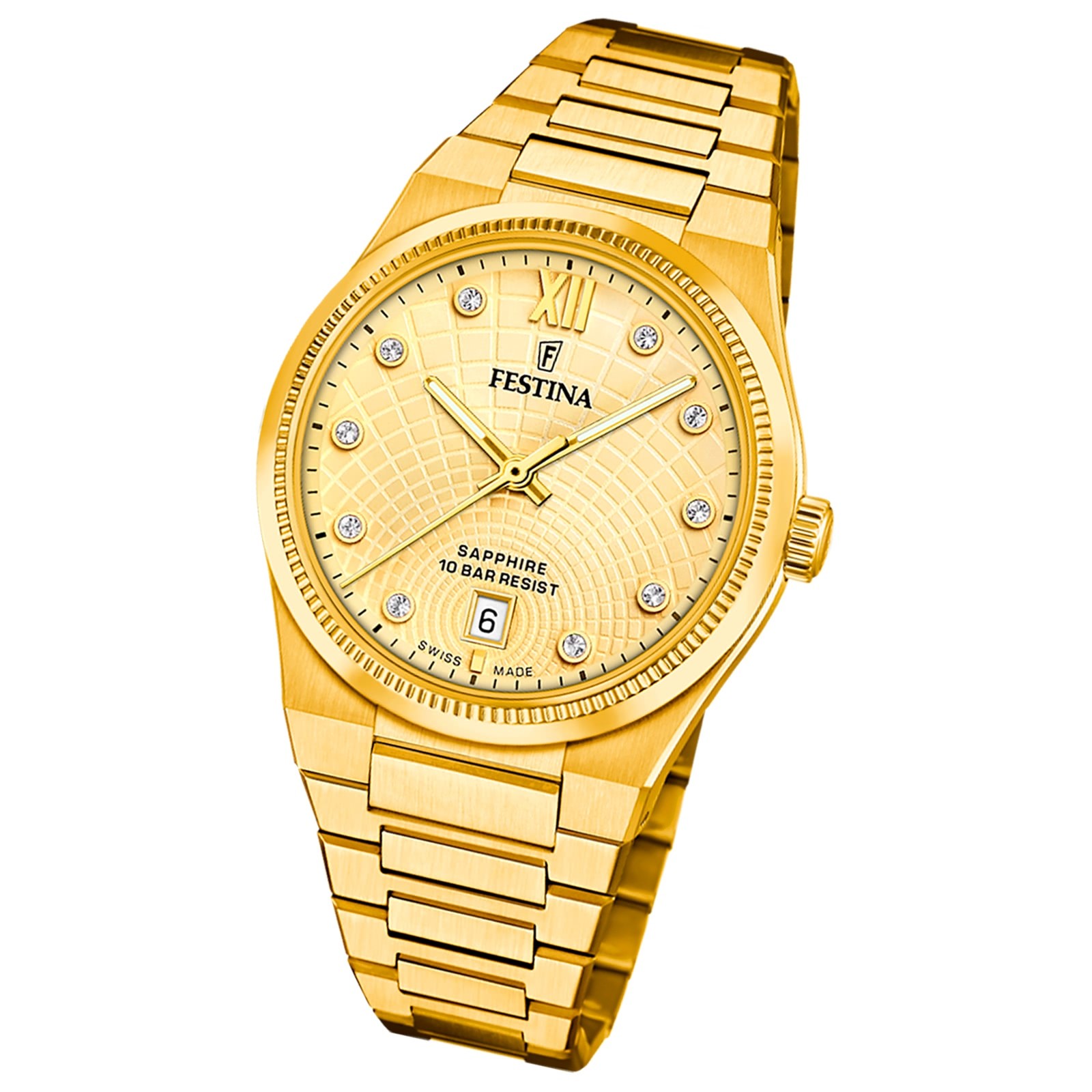 Festina Damenuhr Swiss Made Armbanduhr Edelstahl gold UF20058/2