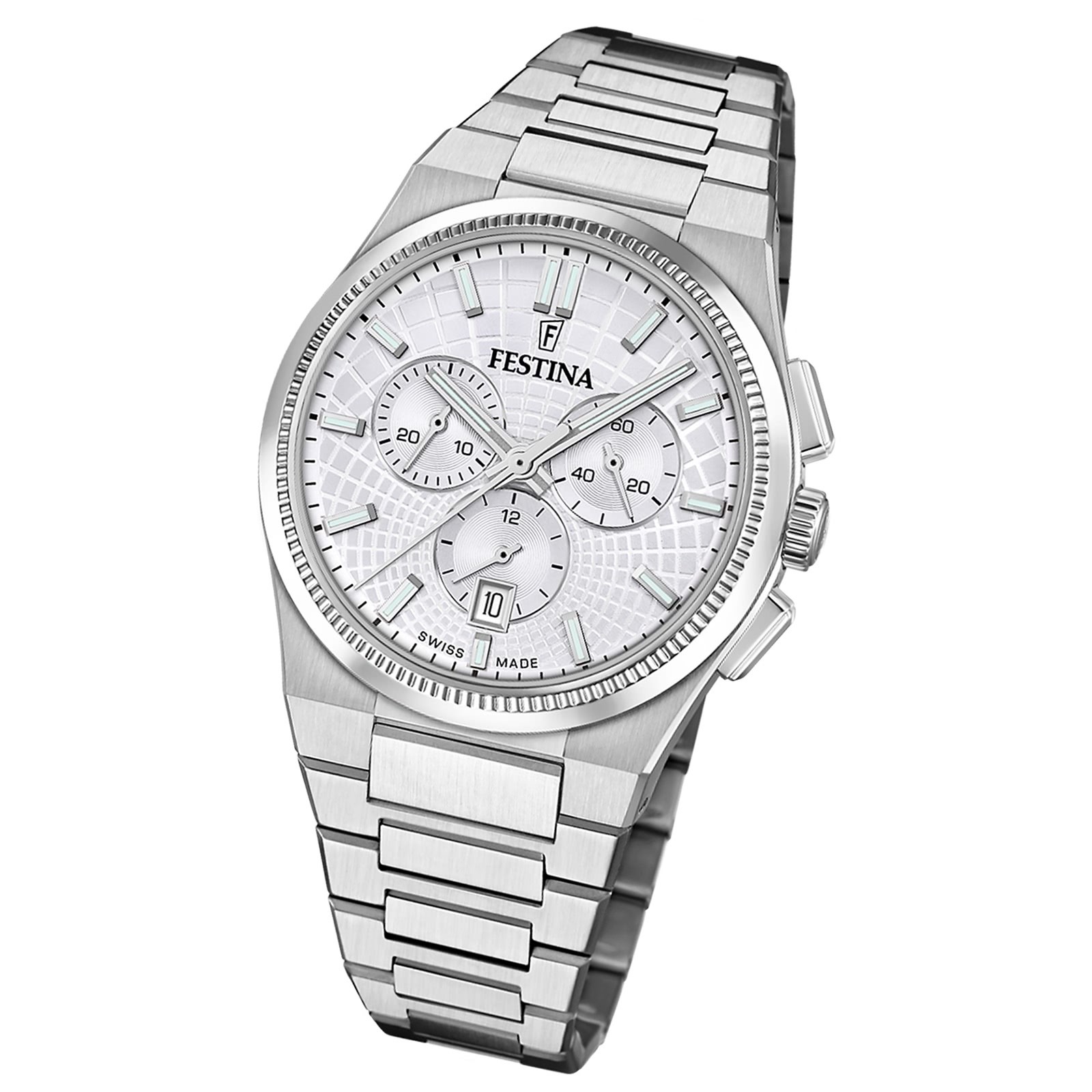 Festina Herrenuhr Swiss Made Armbanduhr Edelstahl silber UF20059/1