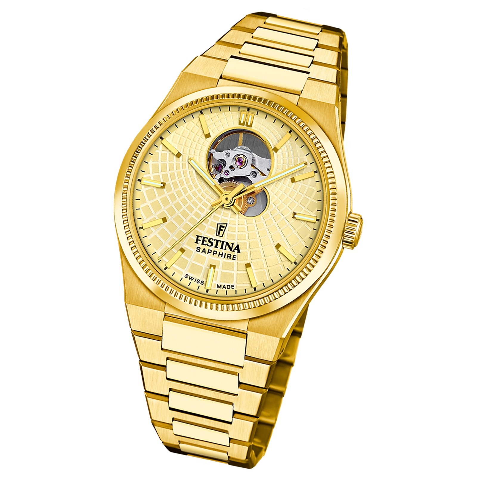 Festina Herrenuhr Swiss Made Armbanduhr Edelstahl gold UF20062/2