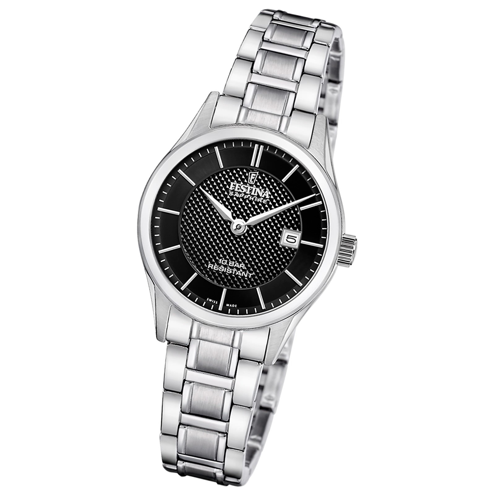 Festina Damenuhr Swiss Made Armbanduhr Edelstahl silber UF20068/6