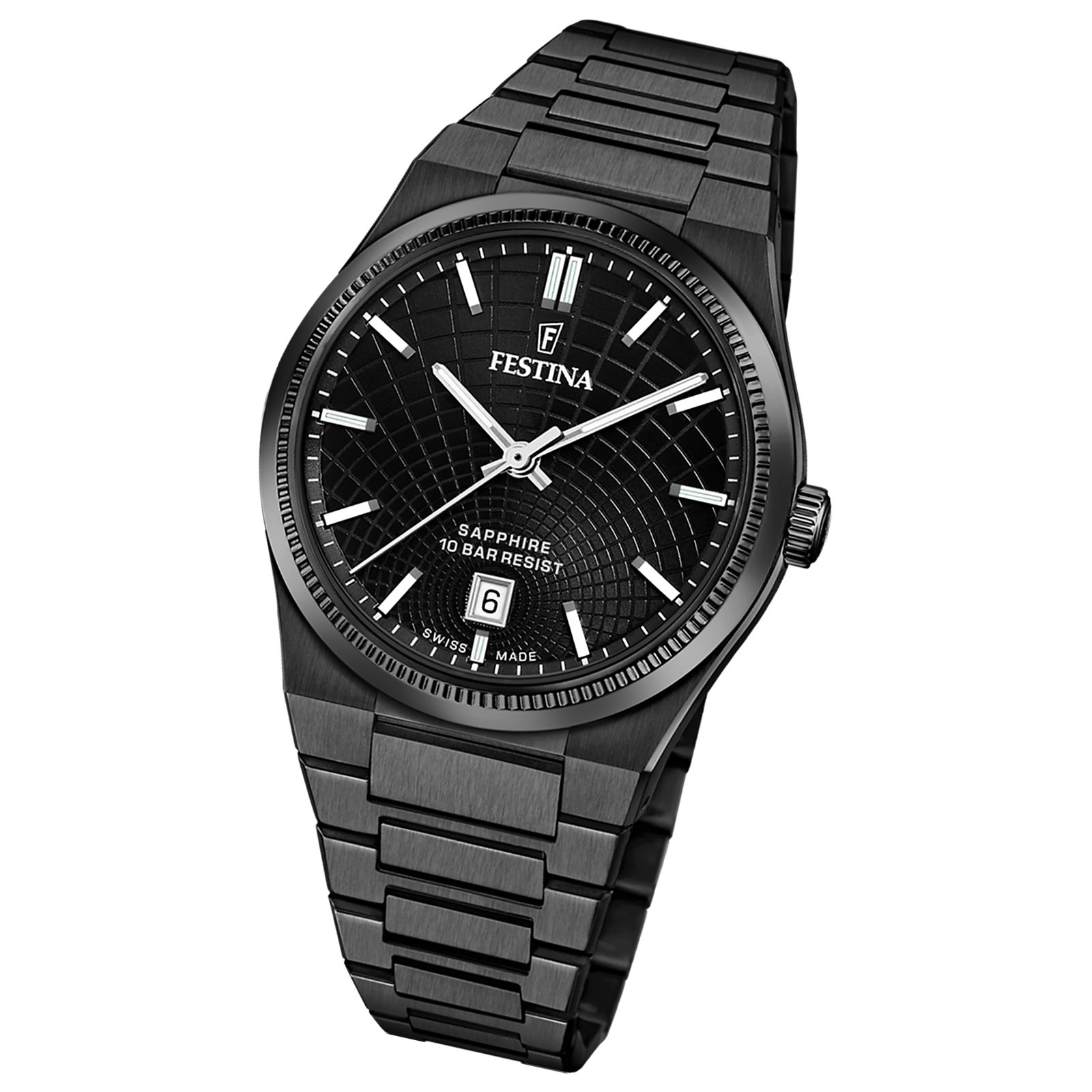 Festina Herrenuhr Swiss Made Armbanduhr Edelstahl schwarz UF20080/1
