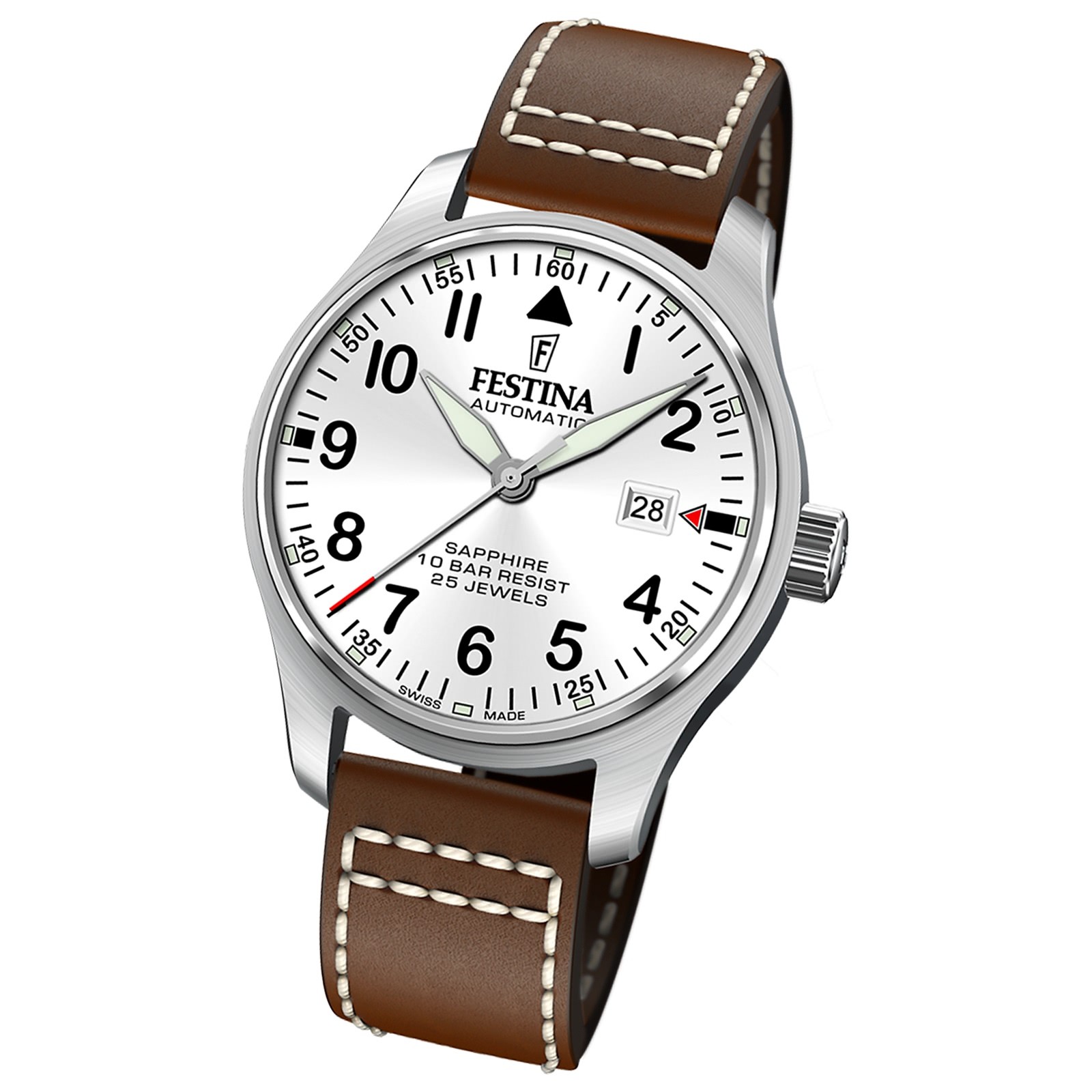 Festina Herrenuhr Leder braun Festina Swiss Made Armbanduhr UF20151/1