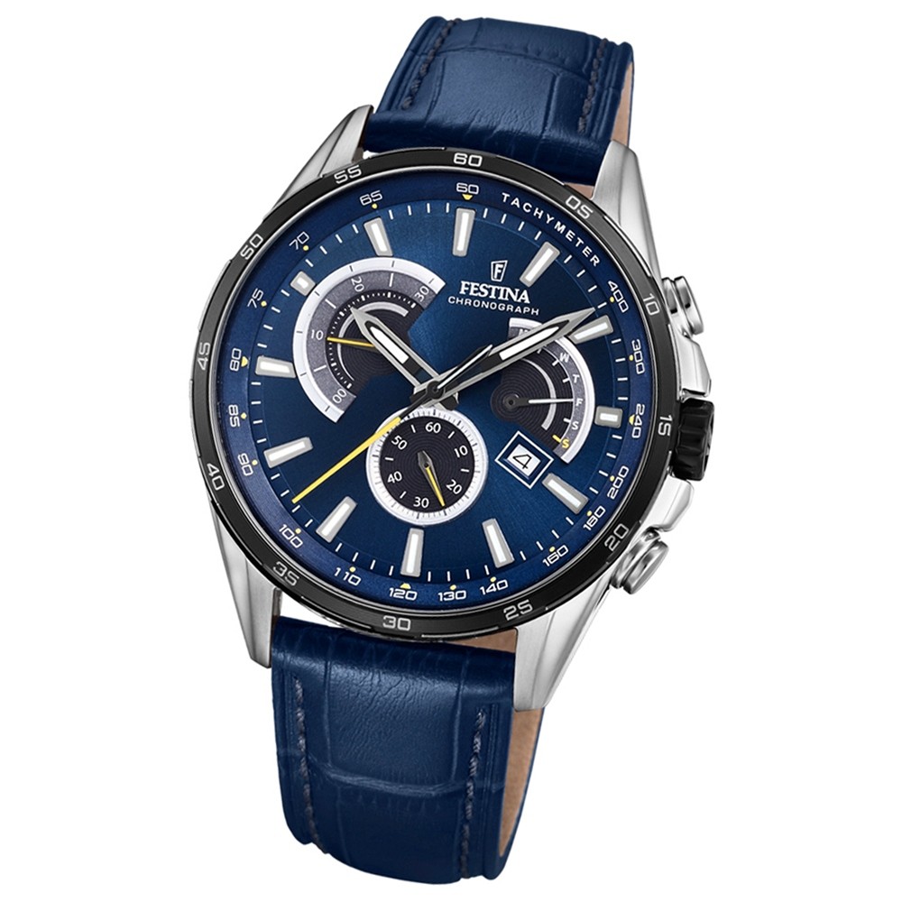 FESTINA Herren-Armbanduhr Chronograph Sport F20201/3 Leder blau UF20201/3
