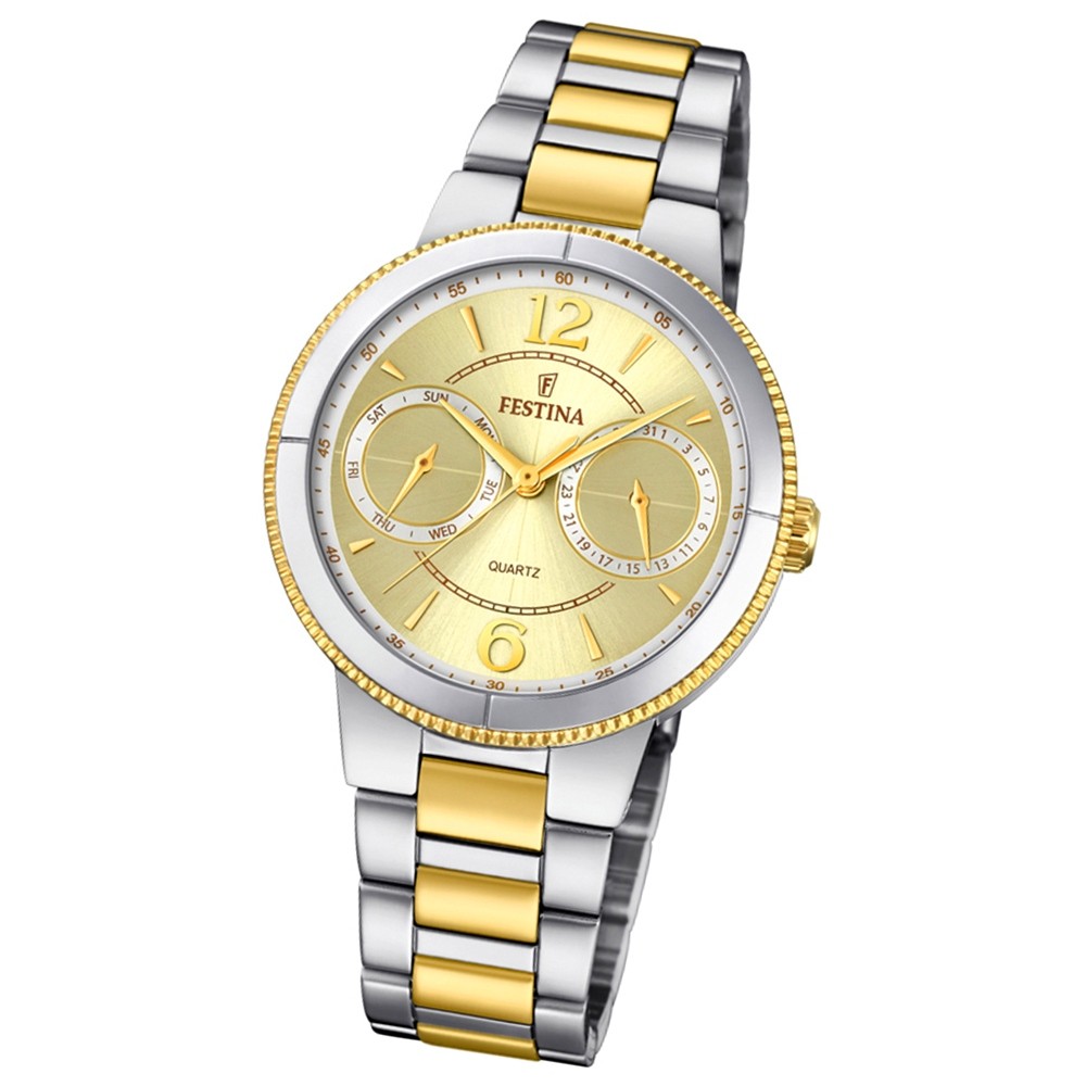 Festina Damen Armband-Uhr F20207/1 Quarz Edelstahl silber gold UF20207/1