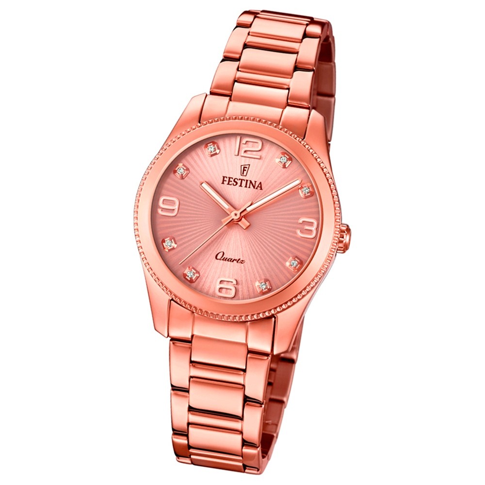 Festina Damen Armband-Uhr F20211/1 Quarz Edelstahl kupfer roségold UF20211/1