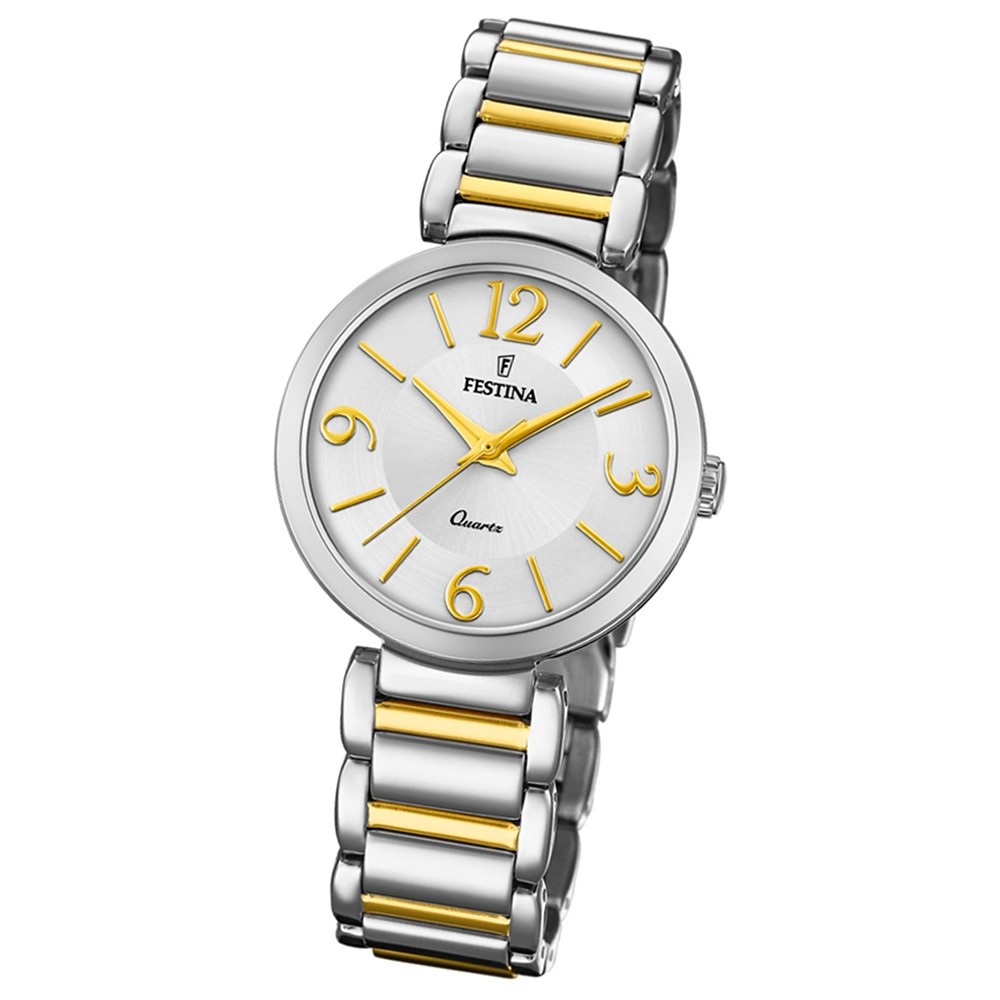 Festina Damen Armband-Uhr F20213/1 Quarz Edelstahl silber gold UF20213/1