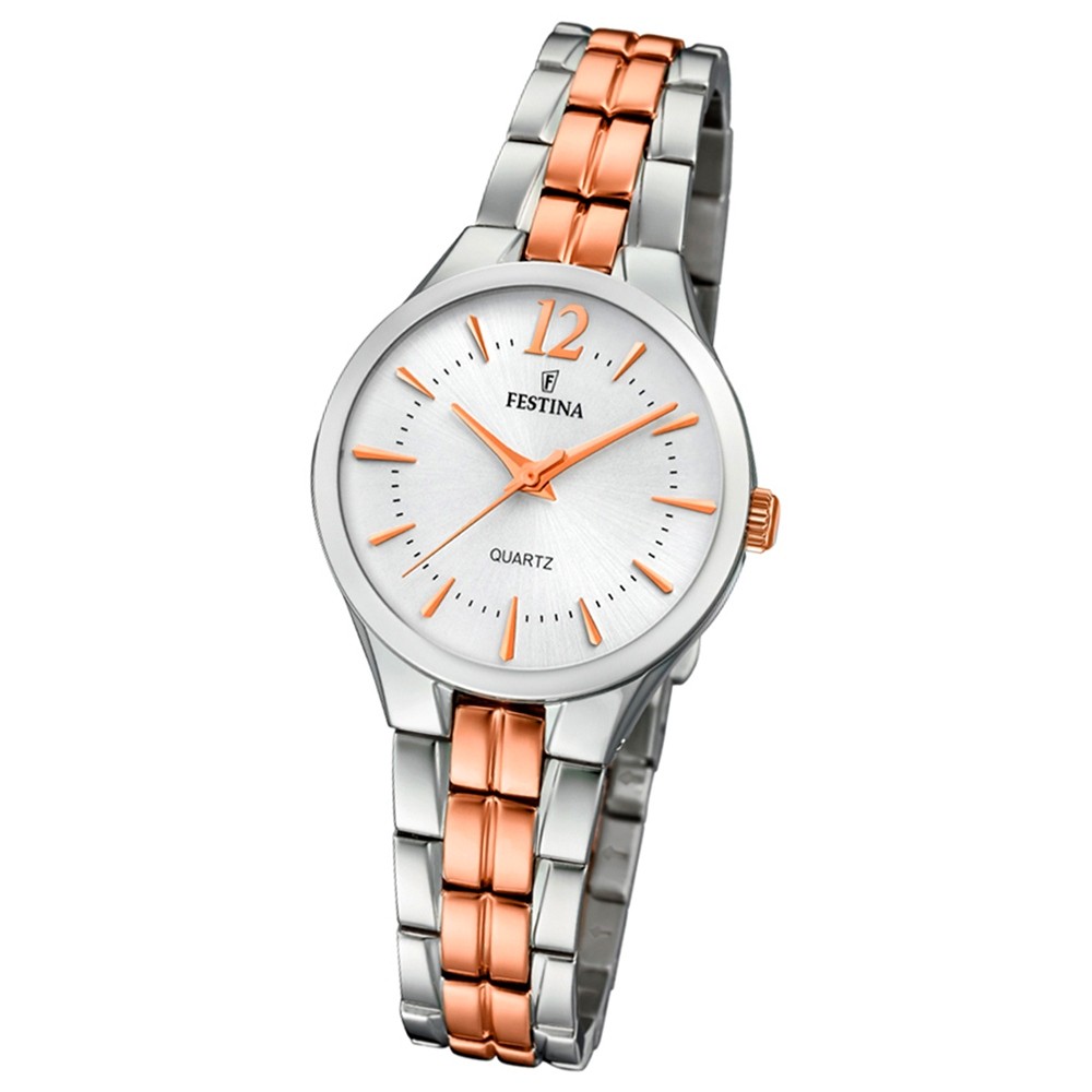 Festina Damen Armband-Uhr F20217/2 Quarz Edelstahl silber roségold UF20217/2