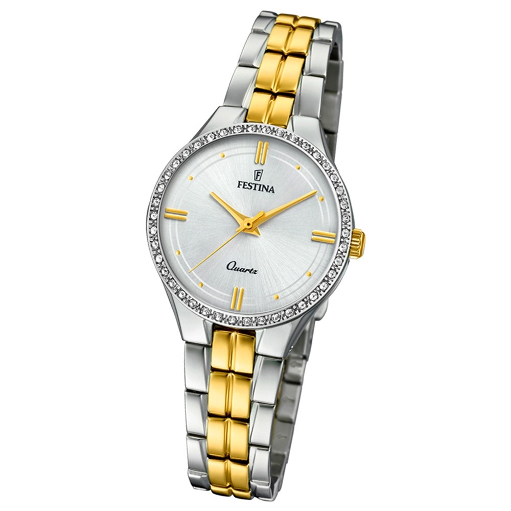 Festina Damen Armband-Uhr F20219/1 Quarz Edelstahl silber gold UF20219/1