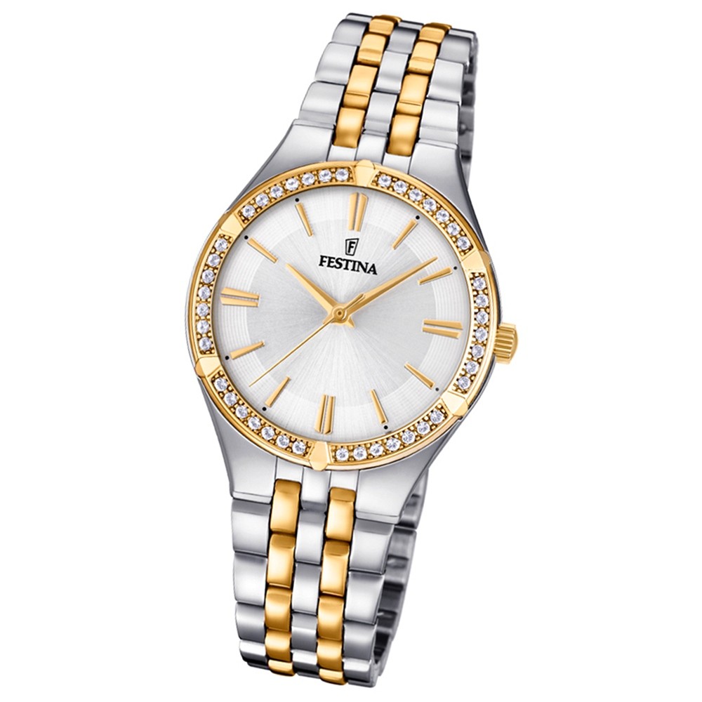 Festina Damen Armband-Uhr F20224/1 Quarz Edelstahl silber gold UF20224/1