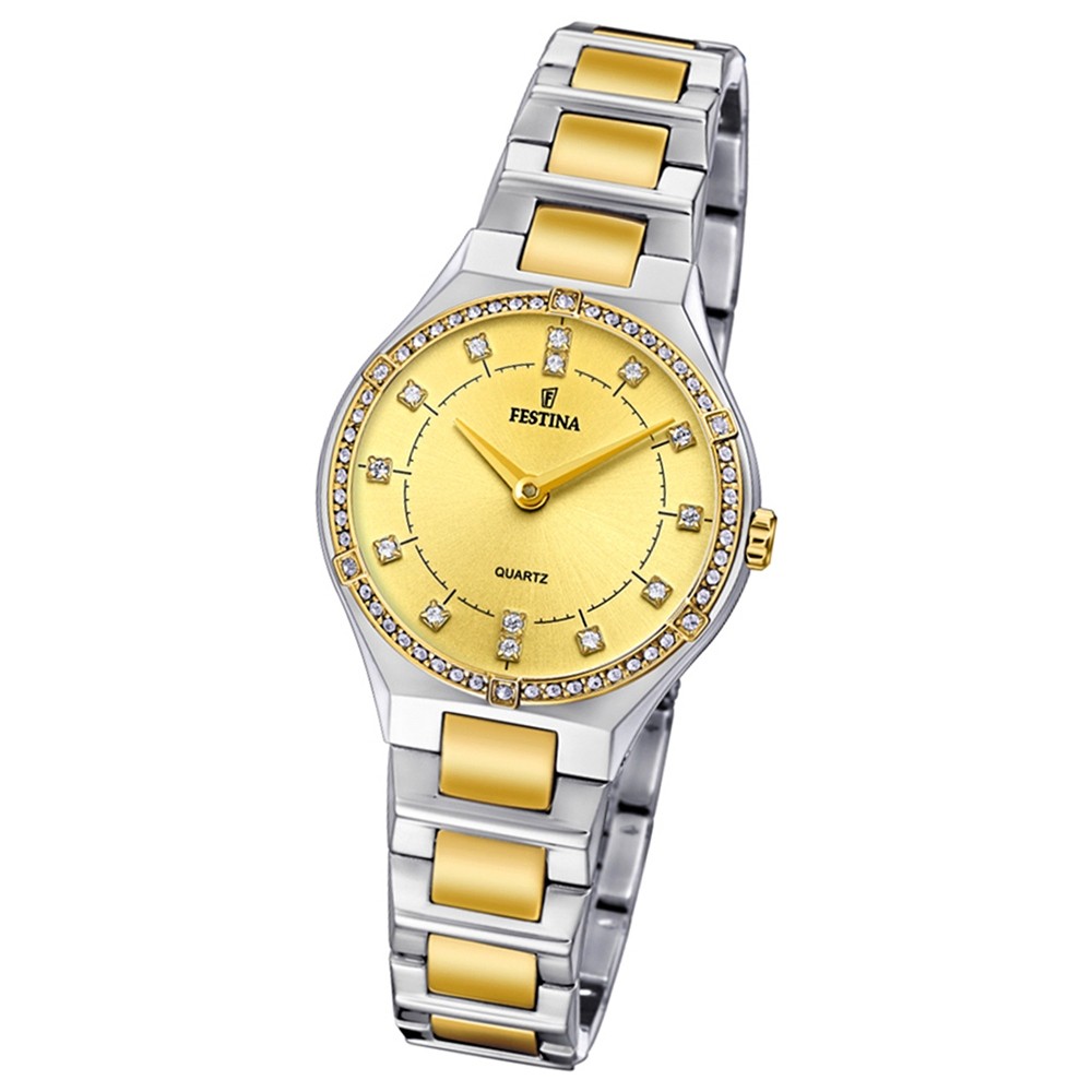 Festina Damen Uhr Edelstahl silber gold F20226/2 Slim Collection UF20226/2