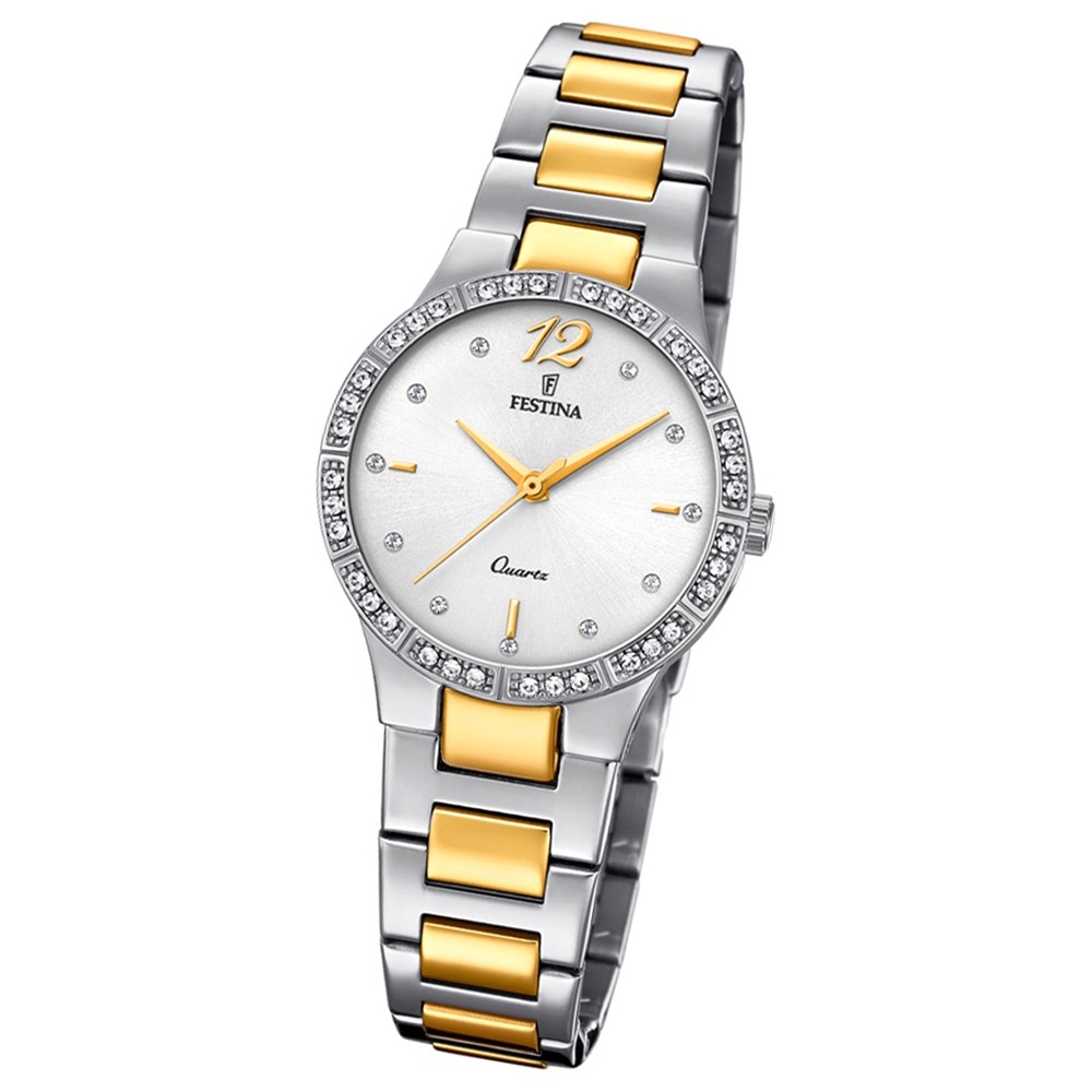 Festina Damen Armband-Uhr F20241/1 Quarz Edelstahl silber gold UF20241/1