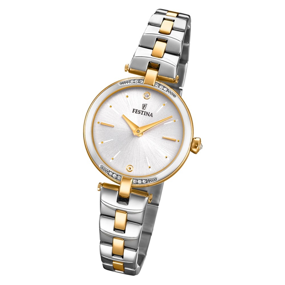 Festina Damen Armbanduhr Analog F20308/1 Edelstahl silber gold UF20308/1