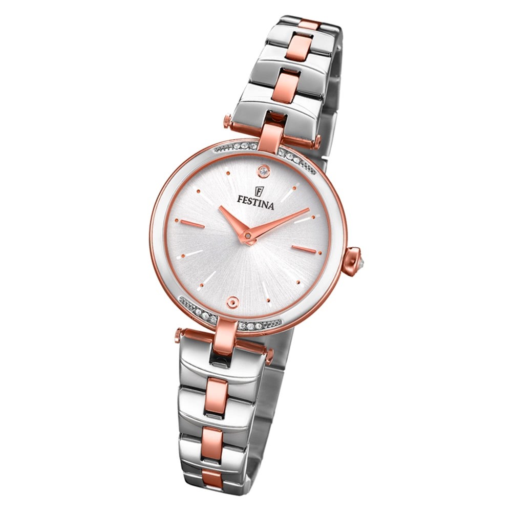 Festina Damen Armbanduhr Analog F20308/2 Edelstahl silber roségold UF20308/2