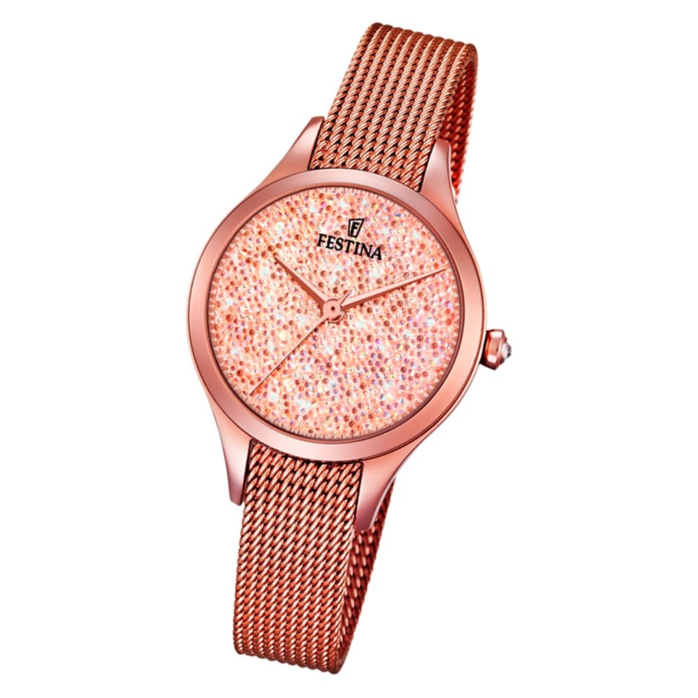 Festina Damen Uhr Zirkonias F20338/2 Edelstahl Armband rosé UF20338/2