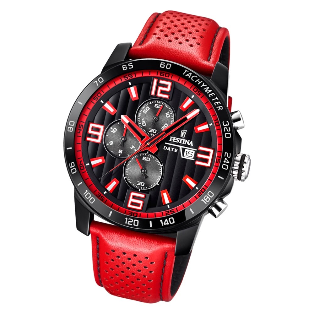 Festina Herren Armbanduhr Analog F20339/5 Quarz Leder rot UF20339/5