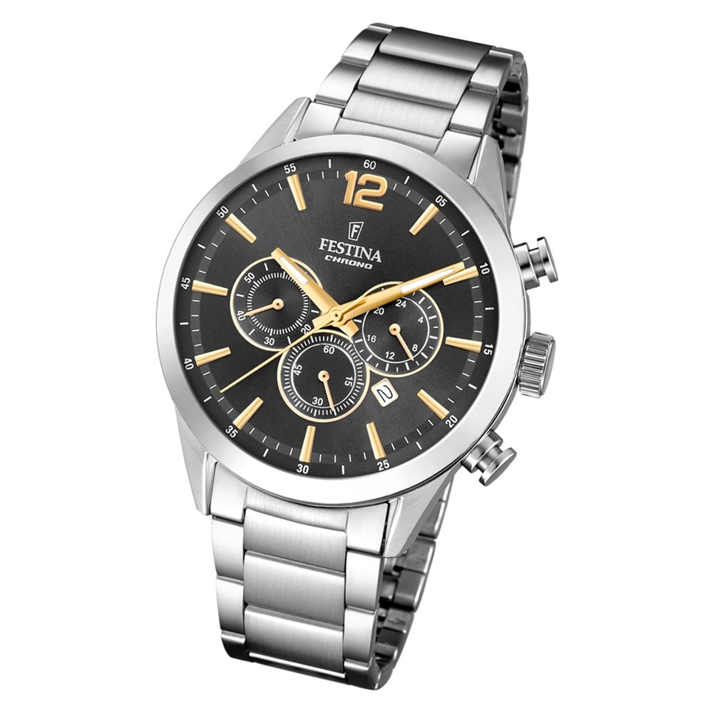 Festina Herren Armbanduhr Time Chronograph F20343/3 Edelstahl silber UF20343/3