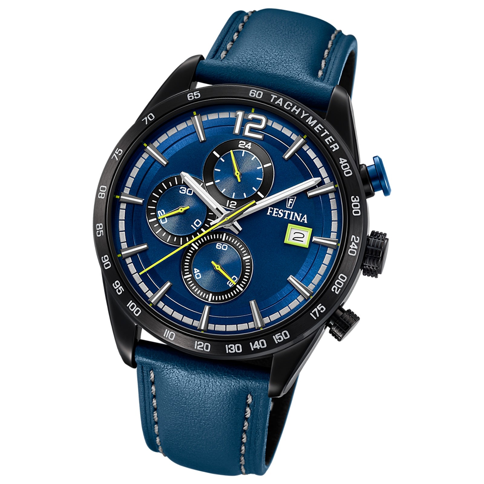 Festina Herren Armbanduhr Chronograph Sport F20344/2 Quarz Leder blau UF20344/2