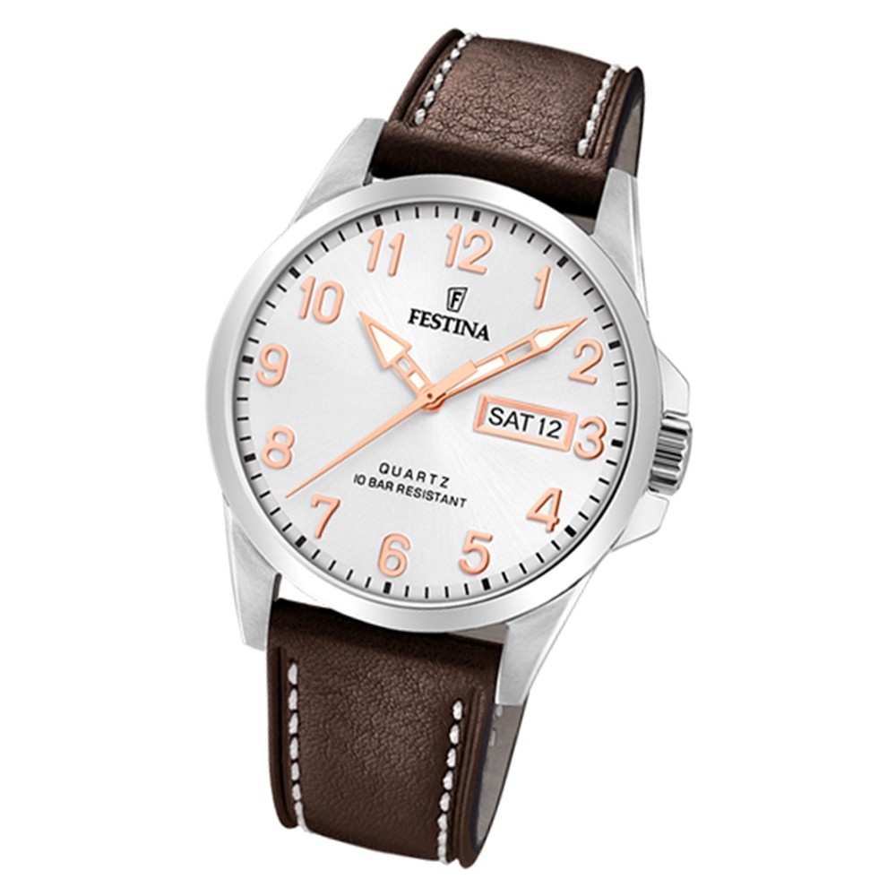Festina Herren Armbanduhr Klassik F20358/A Quarz Edelstahl dunkelbraun UF20358/A