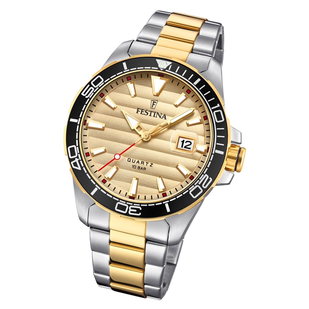 Festina Herren Armbanduhr Prestige F20362/1 Edelstahl silber gold UF20362/1