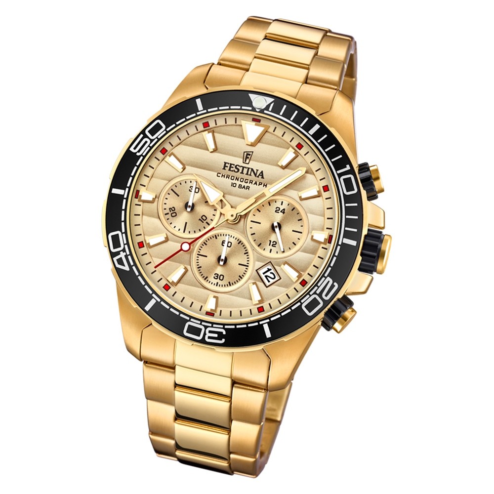 Festina Herren Armbanduhr Prestige F20364/1 Quarz Edelstahl gold UF20364/1