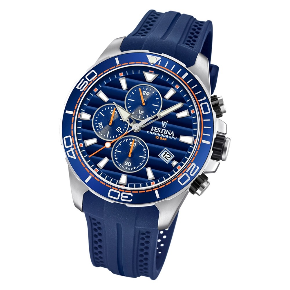 Festina Herren Armbanduhr The Originals F20370/1 Quarz PU blau UF20370/1