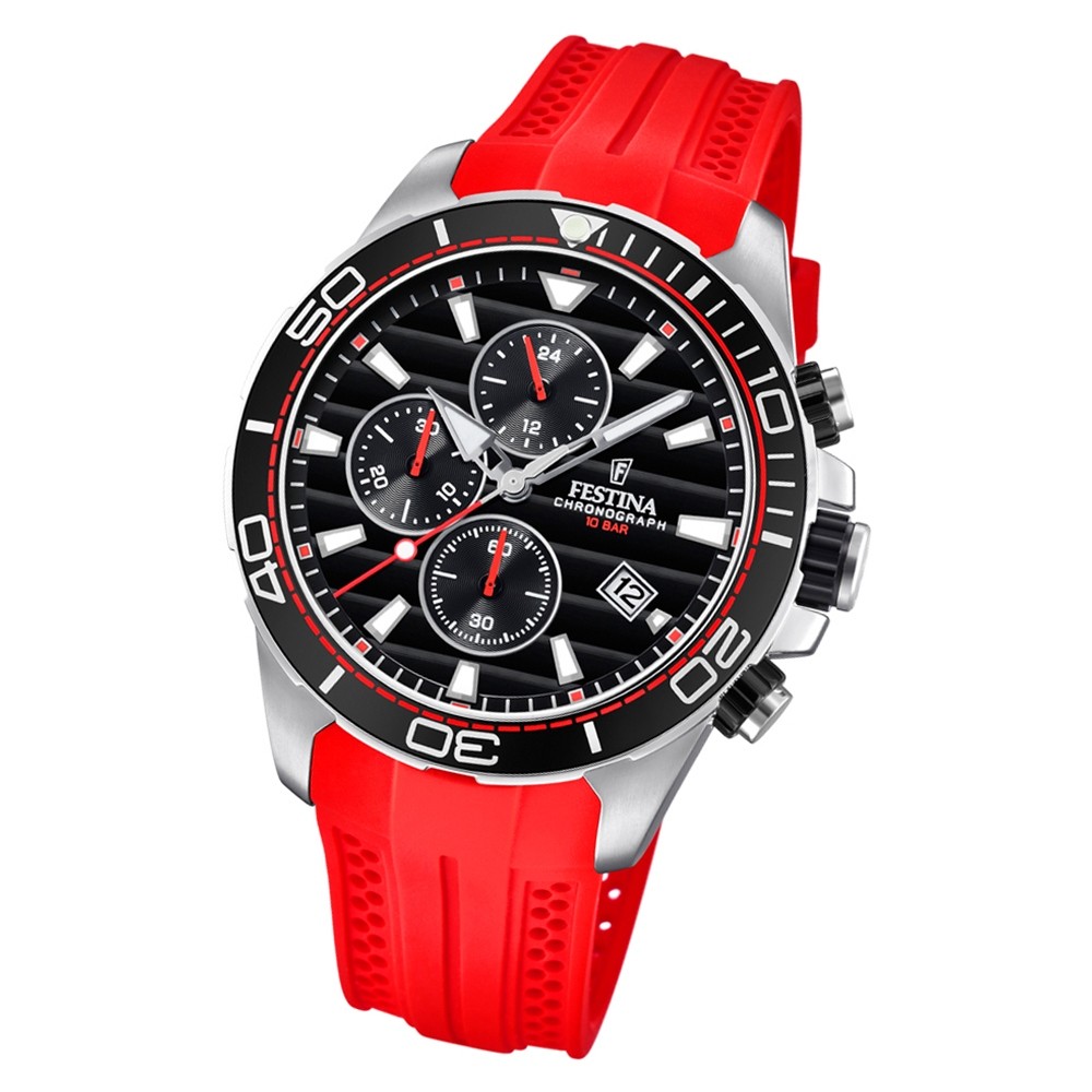 Festina Herren Armbanduhr The Originals F20370/3 Quarz PU rot UF20370/3