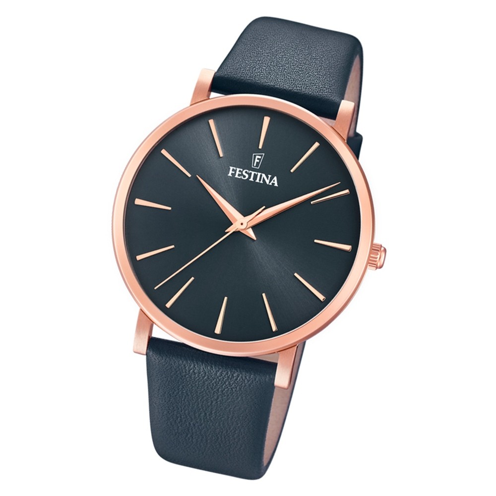 Festina Damen Armbanduhr Boyfriend F20373/2 Quarz Leder grau UF20373/2