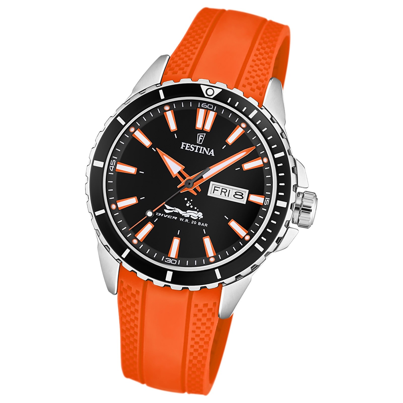 Festina Herren Armbanduhr The Originals F20378/5 Quarz PU orange UF20378/5