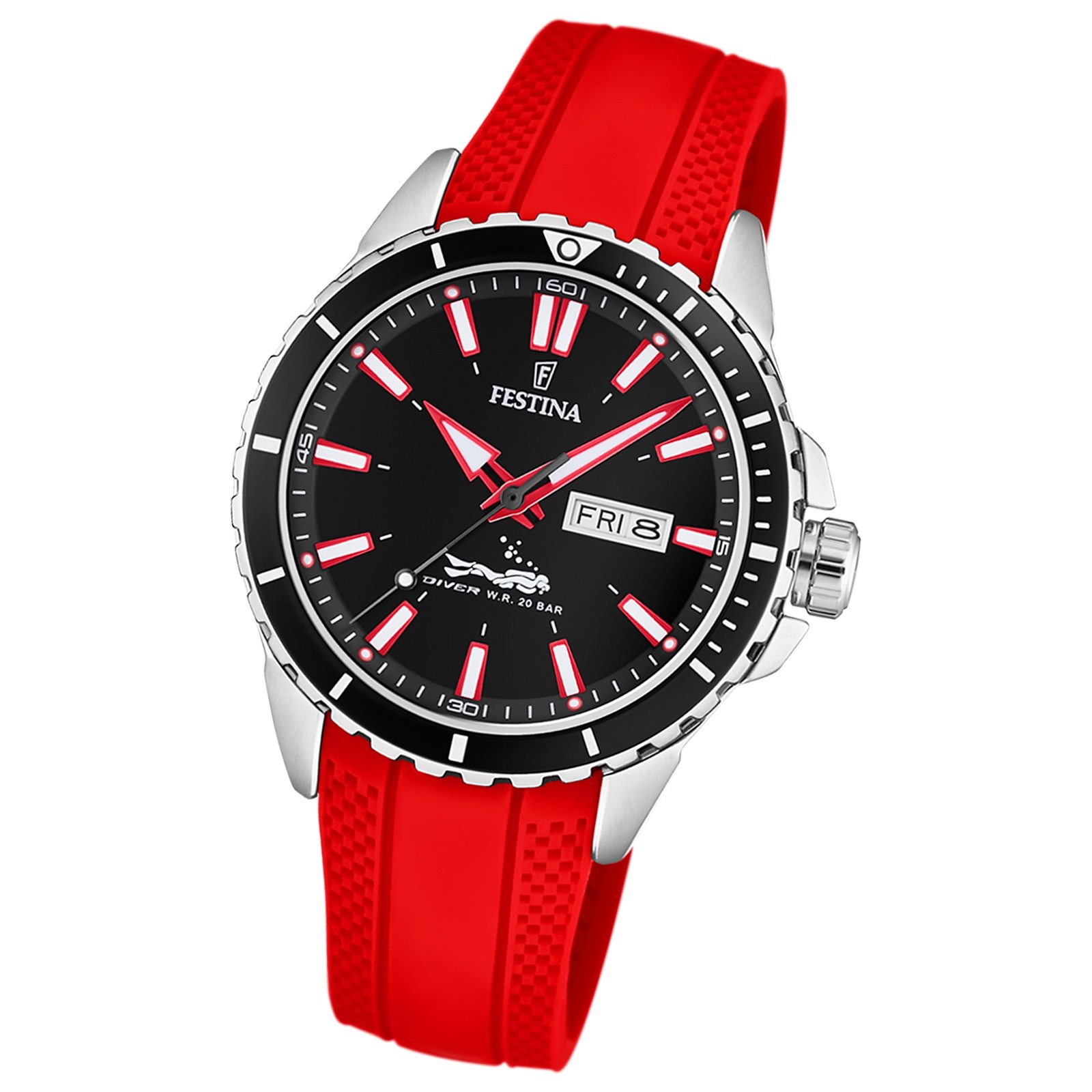 Festina Herren Armbanduhr The Originals F20378/6 Quarz PU rot UF20378/6