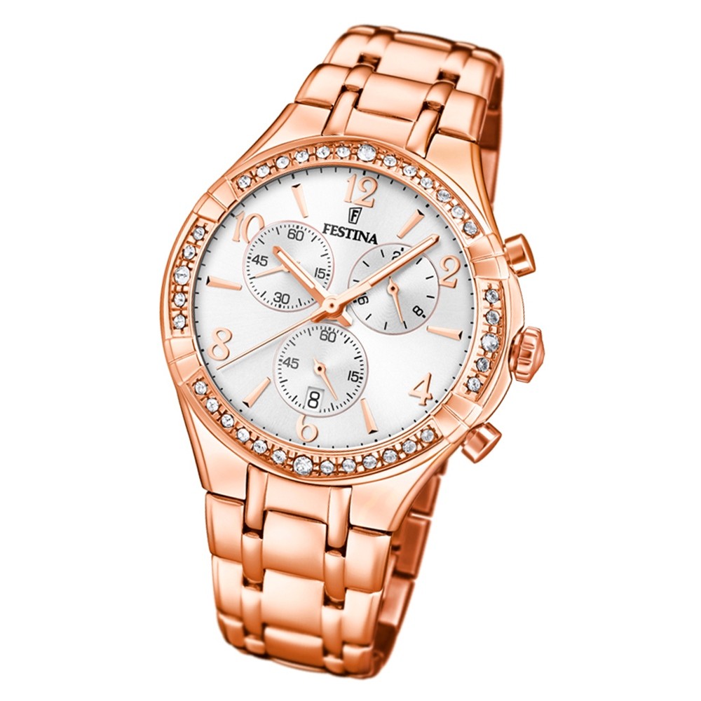 Festina Damen Armbanduhr Boyfriend F20393/1 Quarz Edelstahl rosegold UF20393/1