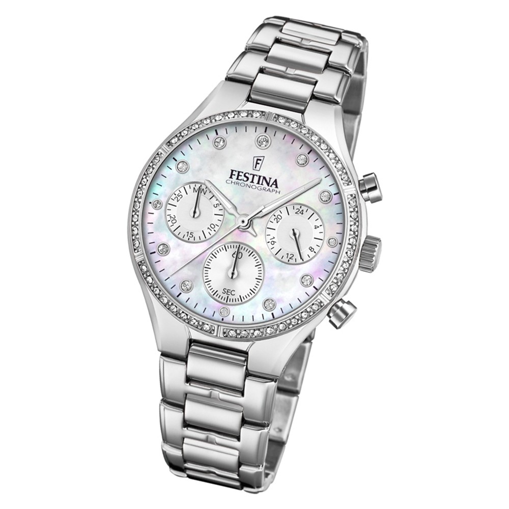 Festina Damen Armbanduhr Boyfriend F20401/1 Quarz Edelstahl silber UF20401/1