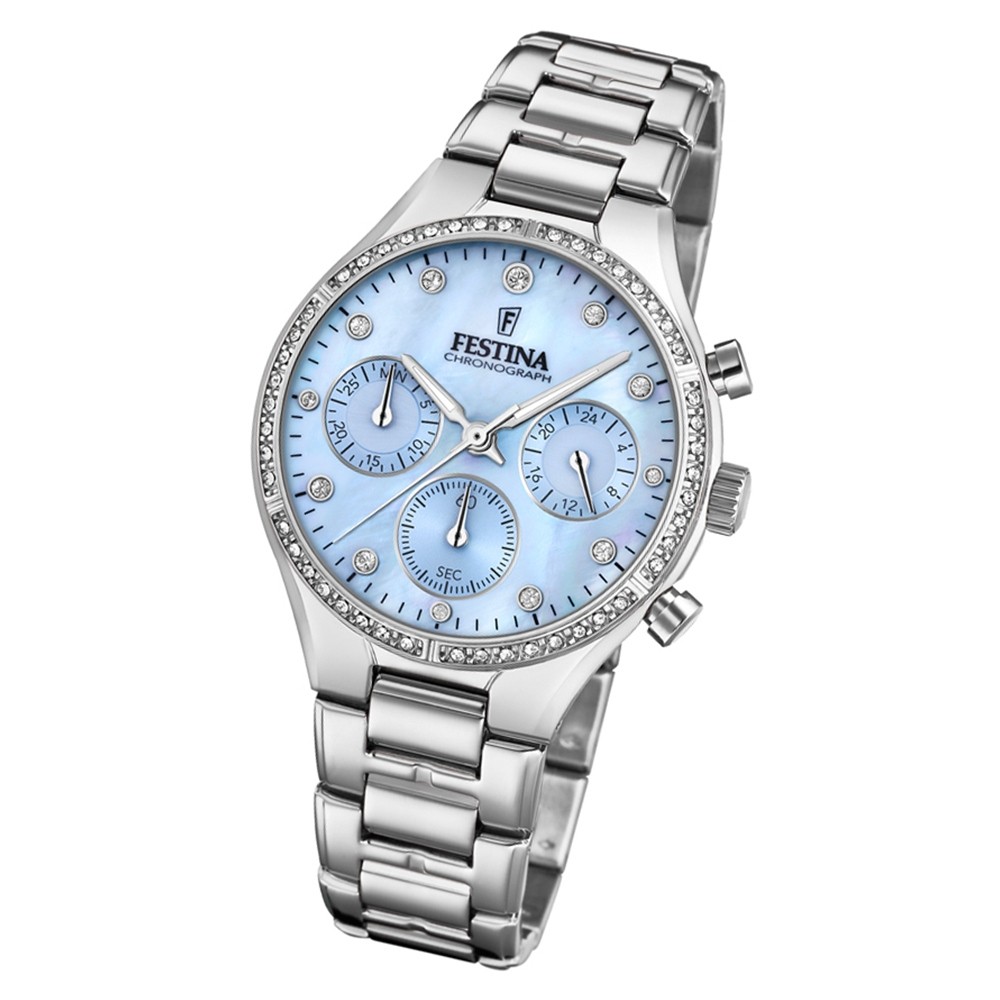 Festina Damen Armbanduhr Boyfriend F20401/2 Quarz Edelstahl silber UF20401/2